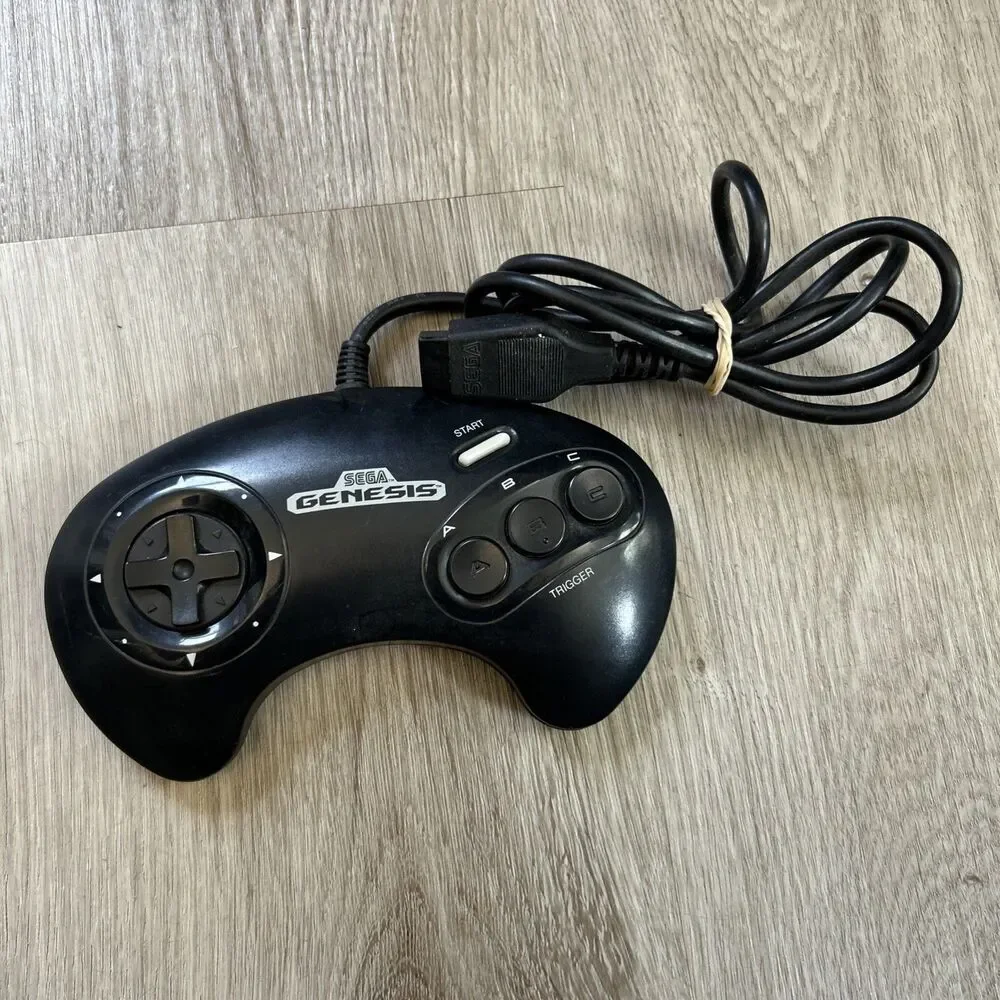 Sega Genesis Wired Controller 1650 Black Genuine Official OEM Authentic Tested